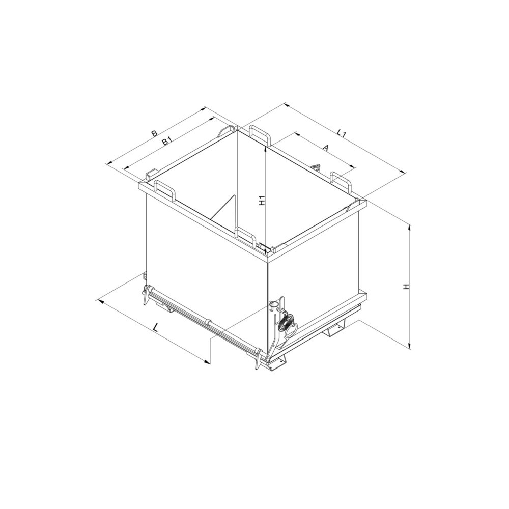 Produktabbildung Nr. 2: Deckel für Eichinger® Baustoff-Container mit Klappboden, Volumen 0,75 m³