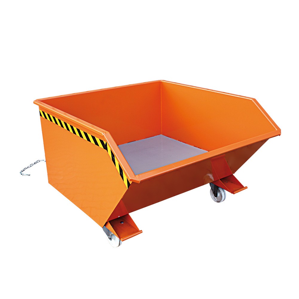 Produktabbildung: Eichinger® Spänebehälter mit Lochblech-Boden und Ablasshahn, 1000 kg, 300 Liter, reinorange