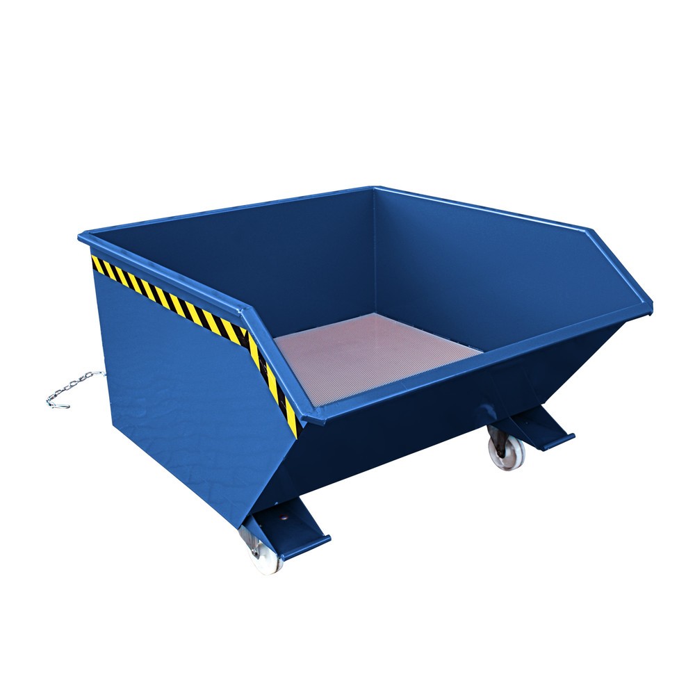 Produktabbildung: Eichinger® Spänebehälter mit Lochblech-Boden und Ablasshahn, 1000 kg, 300 Liter, enzianblau