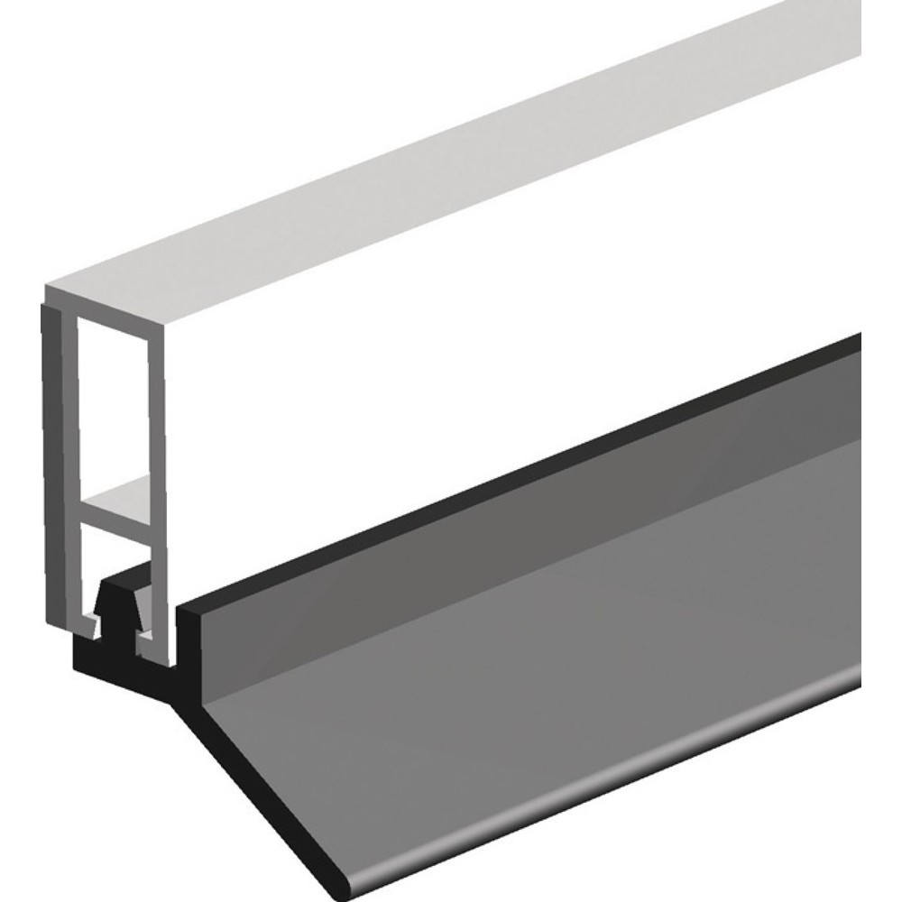 Illustration du produit: ELLEN Abdichtungsschiene PTS-UL-ZK, Kunststoff blank weiß, Länge 2100 mm Breite 6 mm selbstklebend, große weich PVC-Lippe