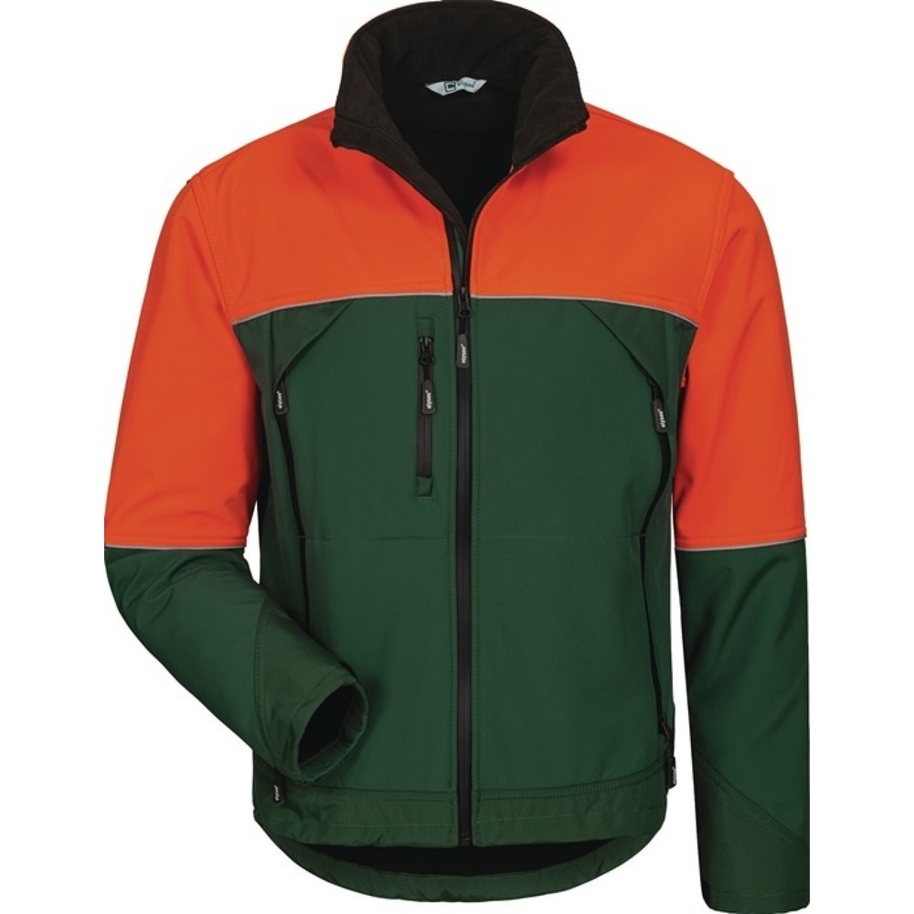 Produktabbildung: ELYSEE Waldarbeiter-Softshelljacke SANDDORN, grün/orange, Grösse L