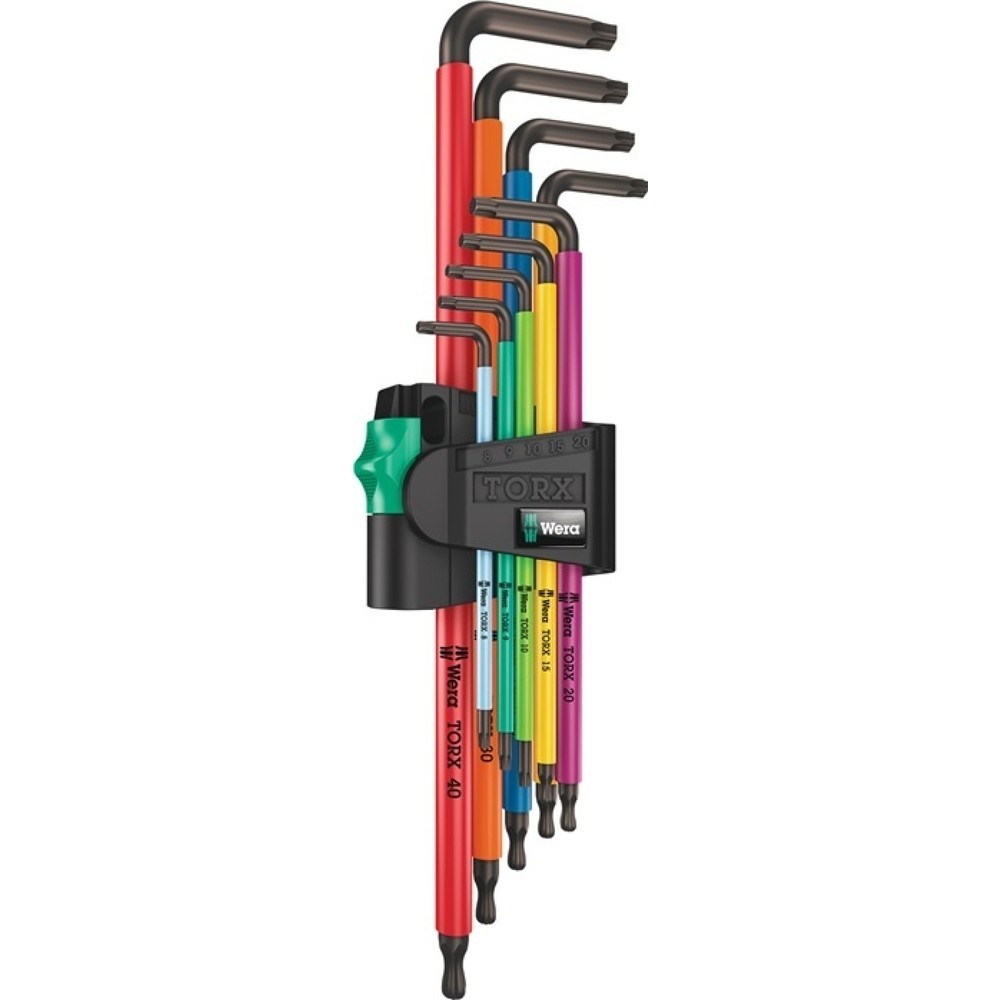 Illustration du produit: Jeu de clés mâles coudées 967/9 TX XL 9 pcs. T8-T40 codé couleur, long support e