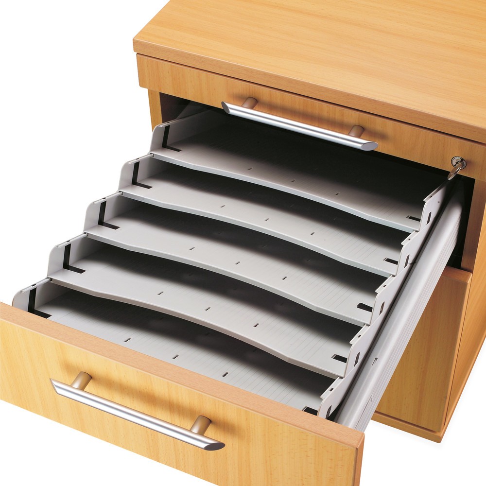 Illustration du produit: Ensemble de rangement incliné pour conteneur à roulettes Solid, 5 compartiments