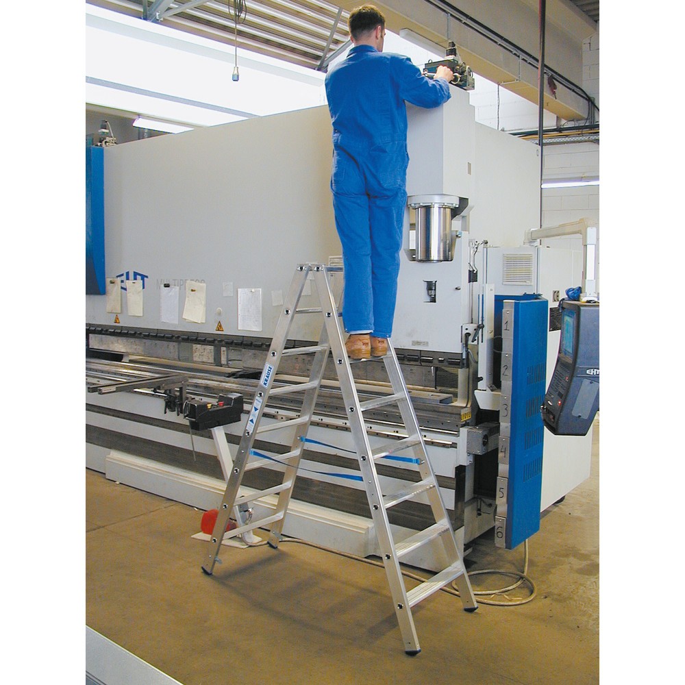 Illustration du produit: Escabeau à marches KRAUSE® , accessible des 2 côtés, grande rigidité garantie par sertissage en aluminium, hauteur déployée 1,90 m