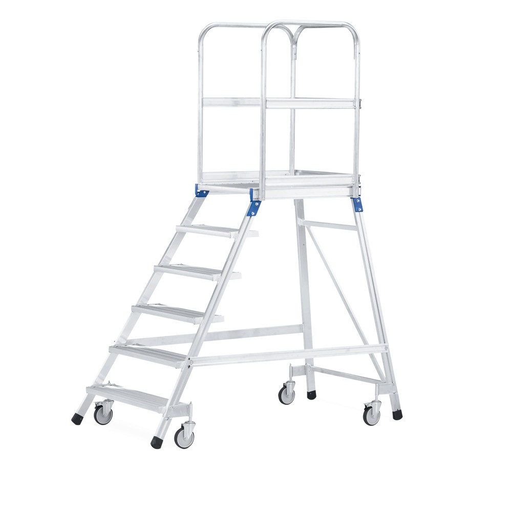 Illustration du produit: Échelle plate-forme ZARGES, mobile, accessible d’un côté, hauteur de travail 0,72 m, aluminium
