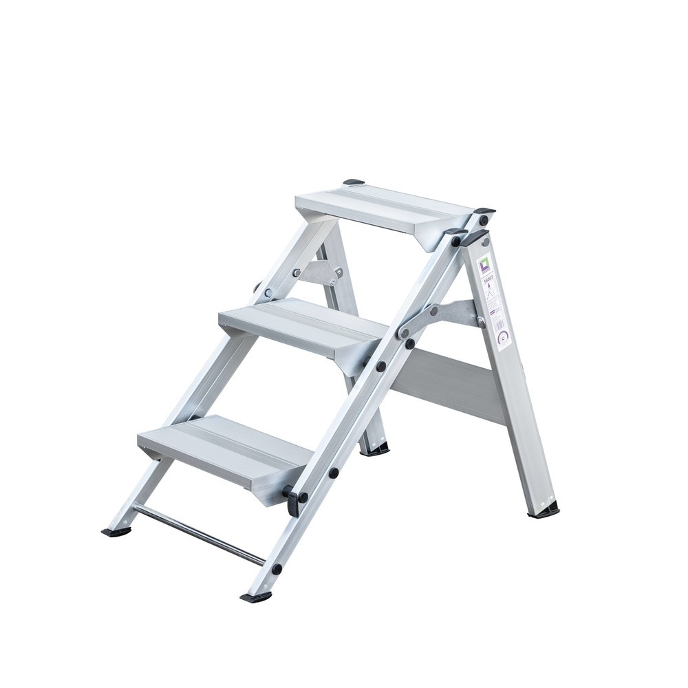 N° de l'image du produit 1 : Escalier pliable cannelé en aluminium 3 marches