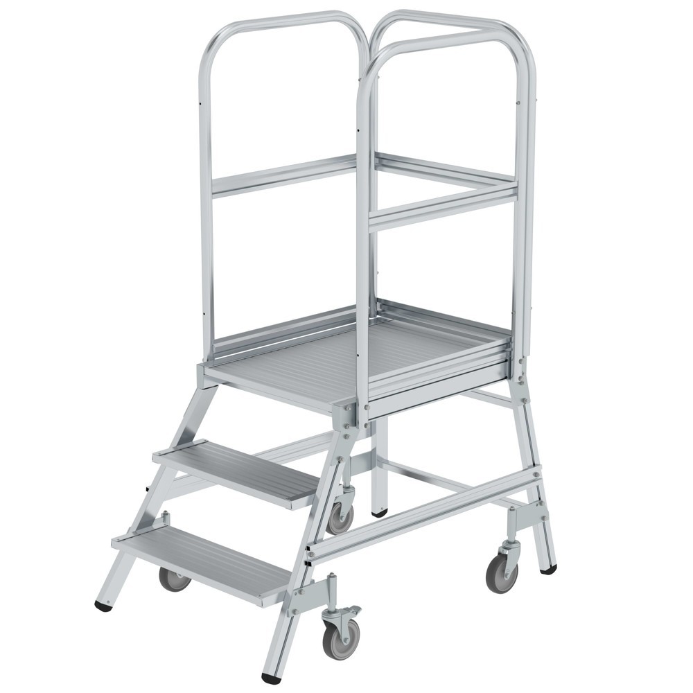 Illustration du produit: Escalier à Plate-forme à 1 côté, mobile, cannelé en aluminium, 3 marches
