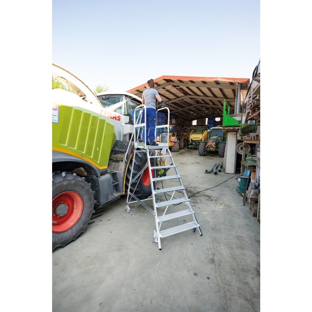 Produktabbildung Nr. 2: Escalier à Plate-forme à 1 côté, mobile, cannelé en aluminium, 3 marches