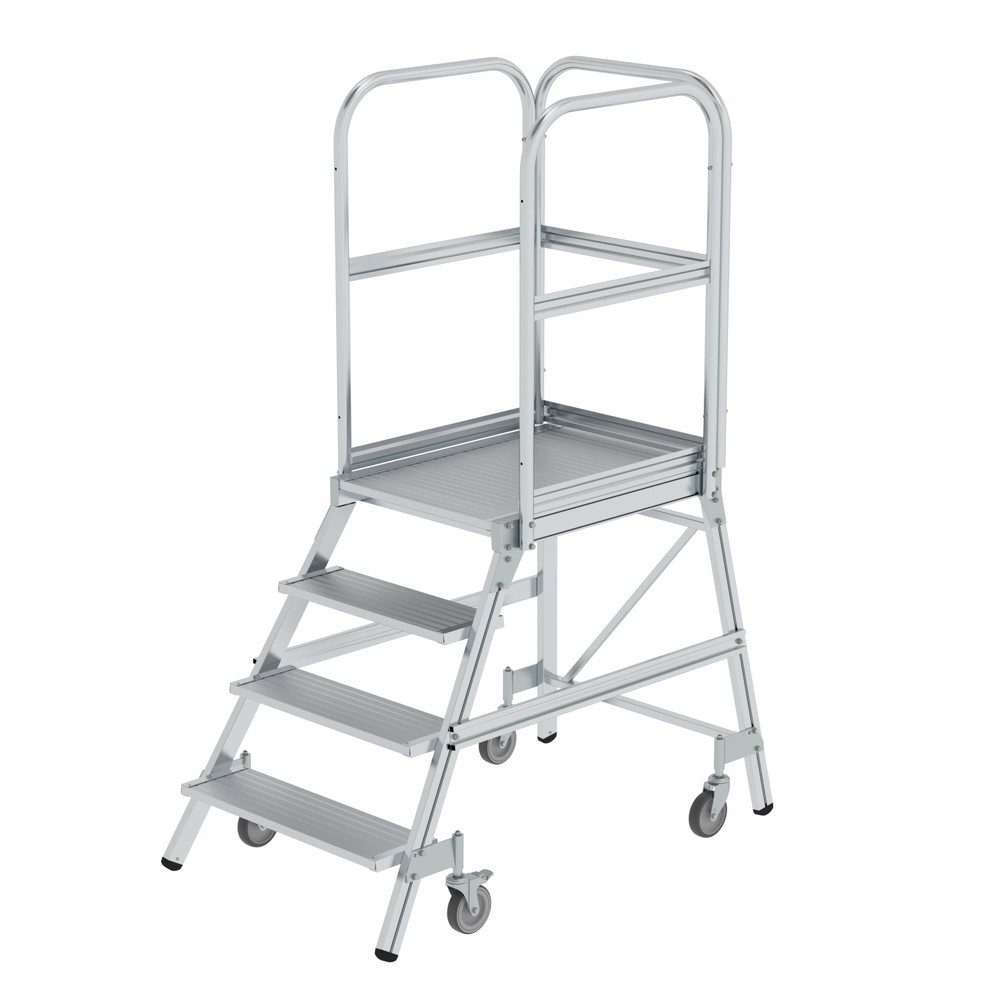 Illustration du produit: Escalier à Plate-forme à 1 côté, mobile, cannelé en aluminium, 4 marches