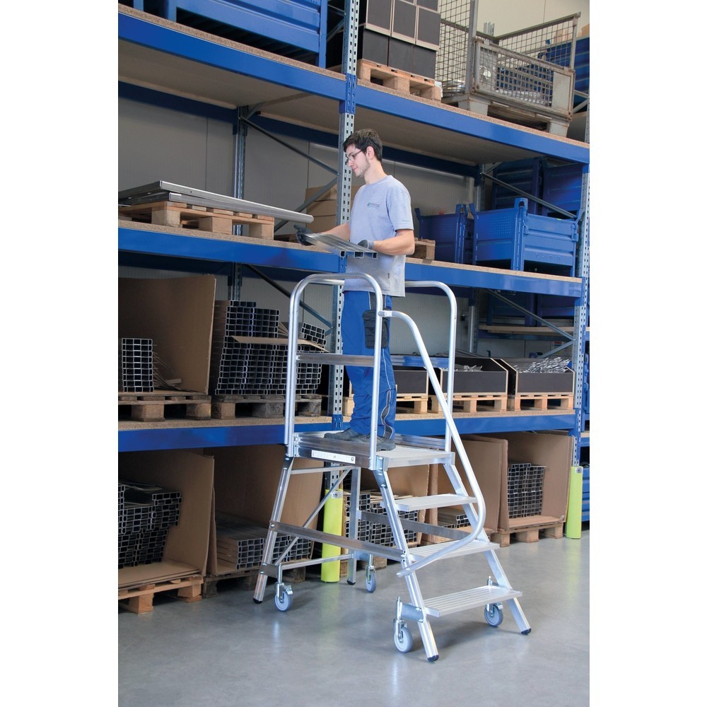 Produktabbildung Nr. 3: Escalier à Plate-forme à 1 côté, mobile, cannelé en aluminium, 3 marches