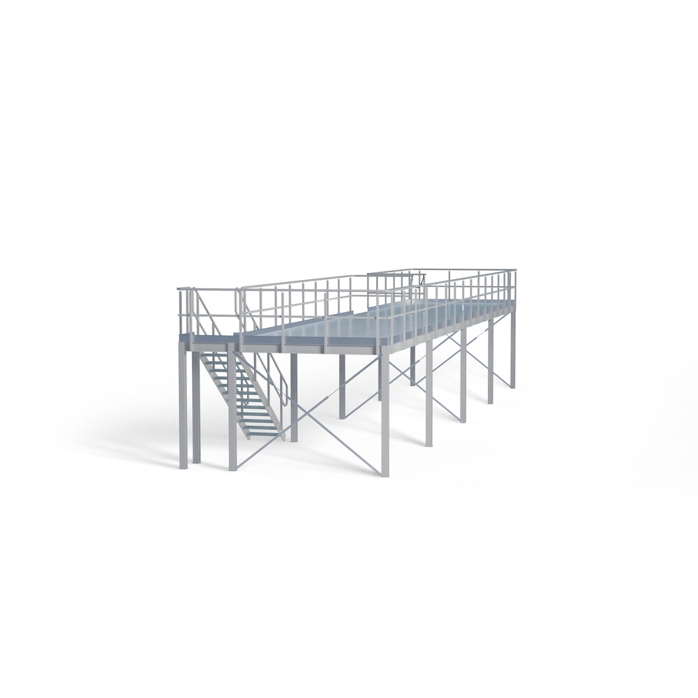 Estrade pour système de plates-formes de stockage modulaire, sortie par la gauche, gris clair Illustration du produit: Estrade pour système de plates-formes de stockage modulaire, sortie par la gauche, gris clair