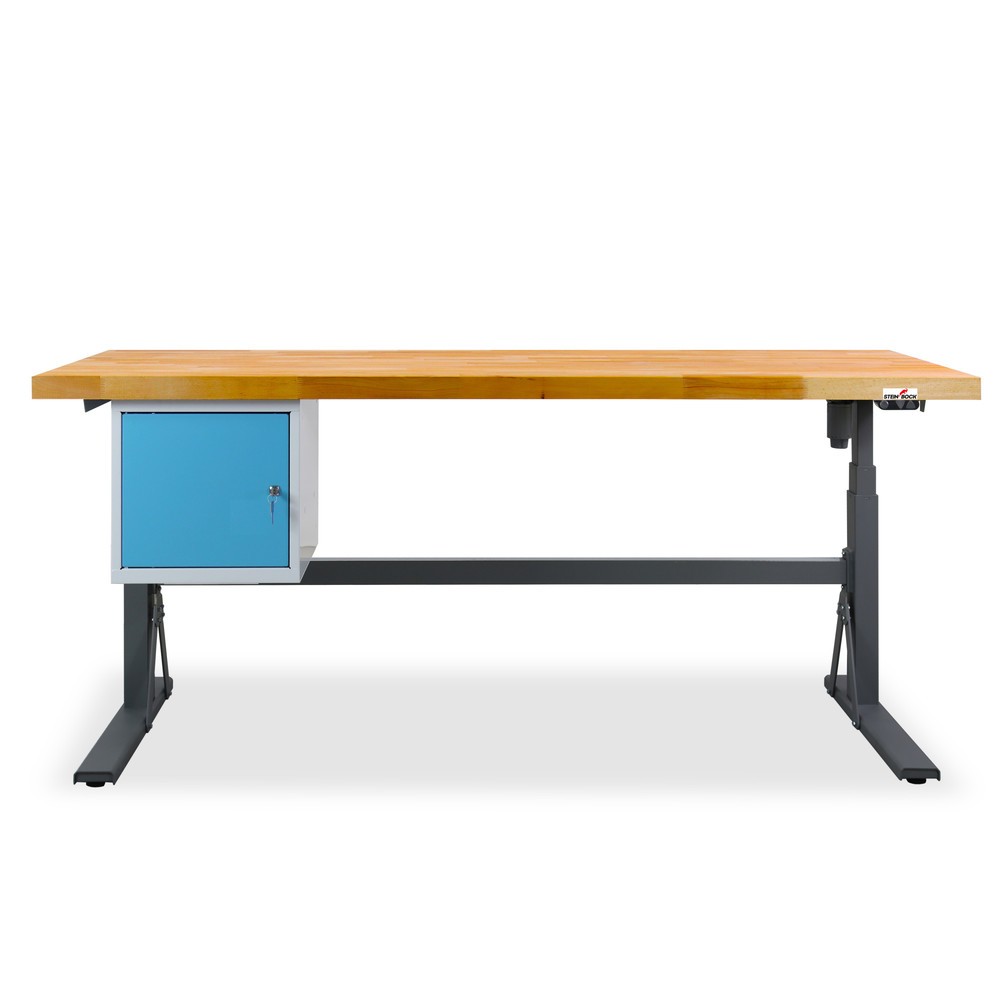 Illustration du produit: Établi électriquement réglable en hauteur e-Adjust Steinbock®, avec caisson sous plateau, H x l x p 700-1 170 x 2 000 x 750 mm, capacité de charge 350 kg