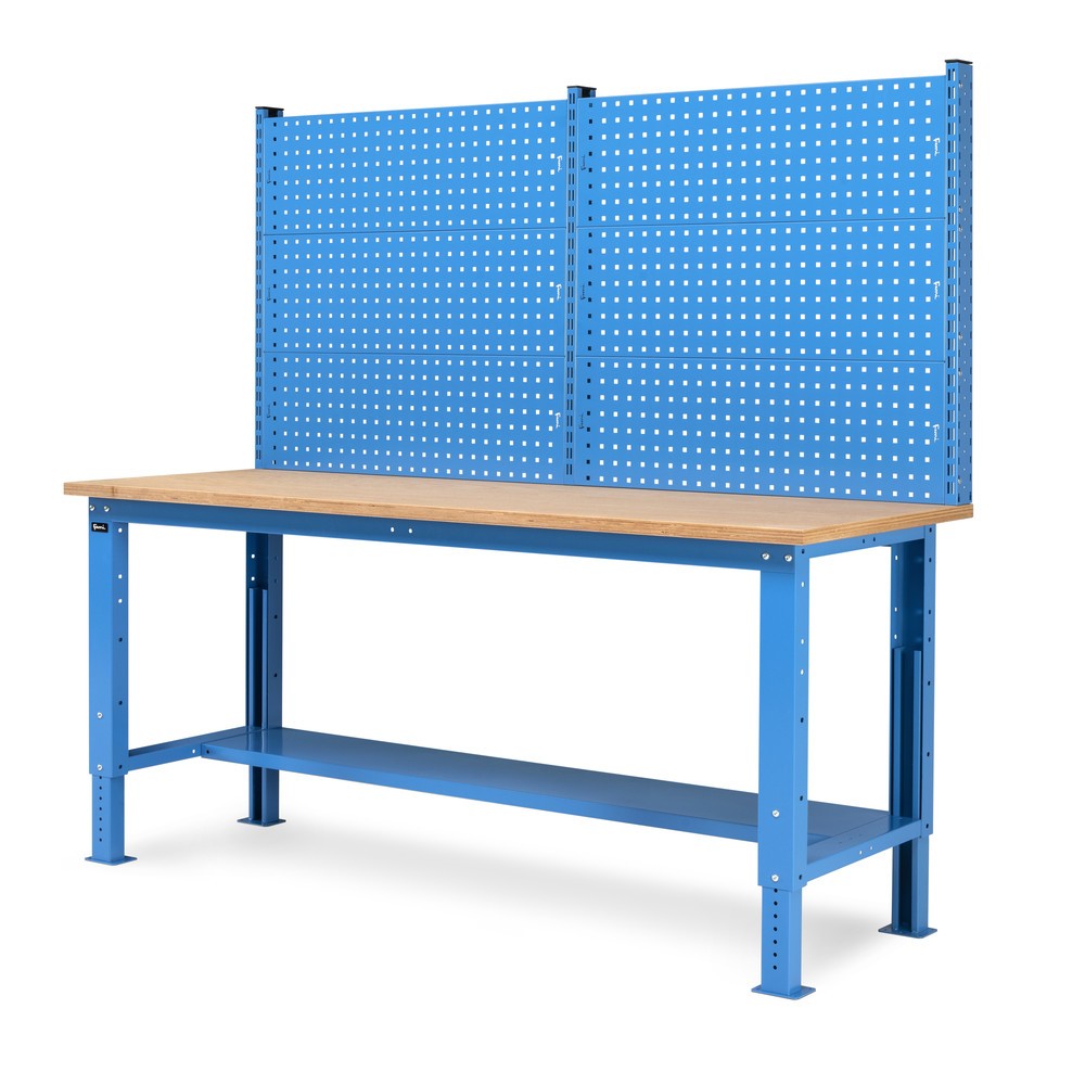 Produktabbildung Nr. 4: Établi Fami, réglable en Hauteur de construction et avec Mur multifonction, capacité de charge 1 000 kg, HxLxP 740-1,110 x 2 000 x 750 mm, RAL 5012 bleu clair
