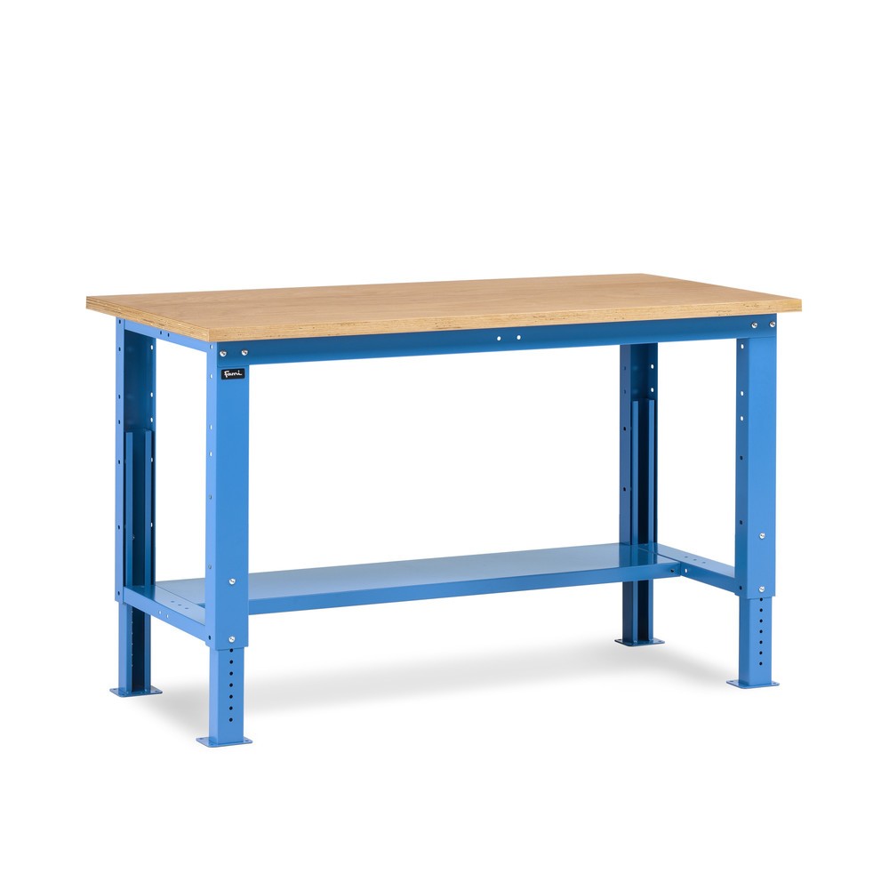 Illustration du produit: Établi Fami, réglable en Hauteur de construction, capacité de charge 1 000 kg, HxLxP 740-1,110 x 1500 x 750 mm, RAL 5012 bleu clair