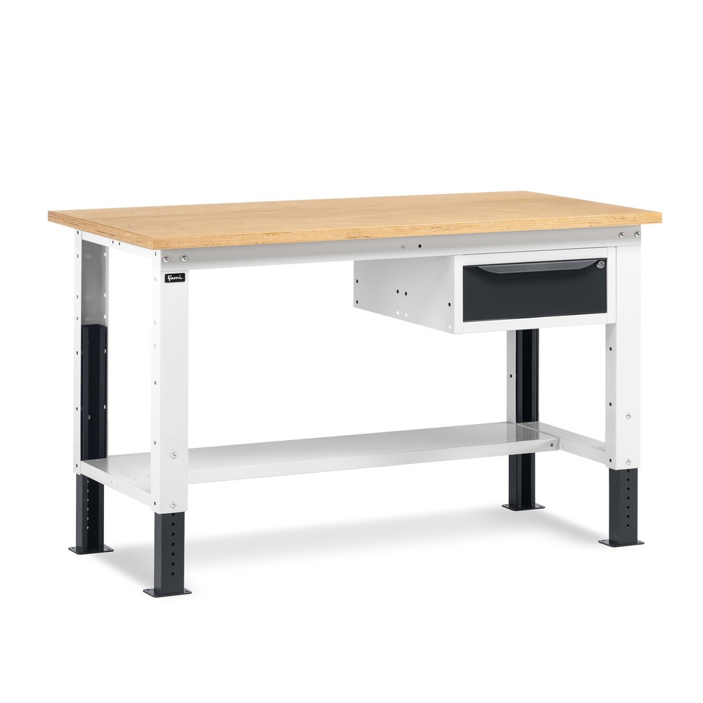 Illustration du produit: Établi Fami, réglable en Hauteur de construction et 1 tiroir, capacité de charge 1 000 kg, HxLxP 740-1,110 x 1 500 x 750 mm, gris clair/RAL 7016 gris anthracite