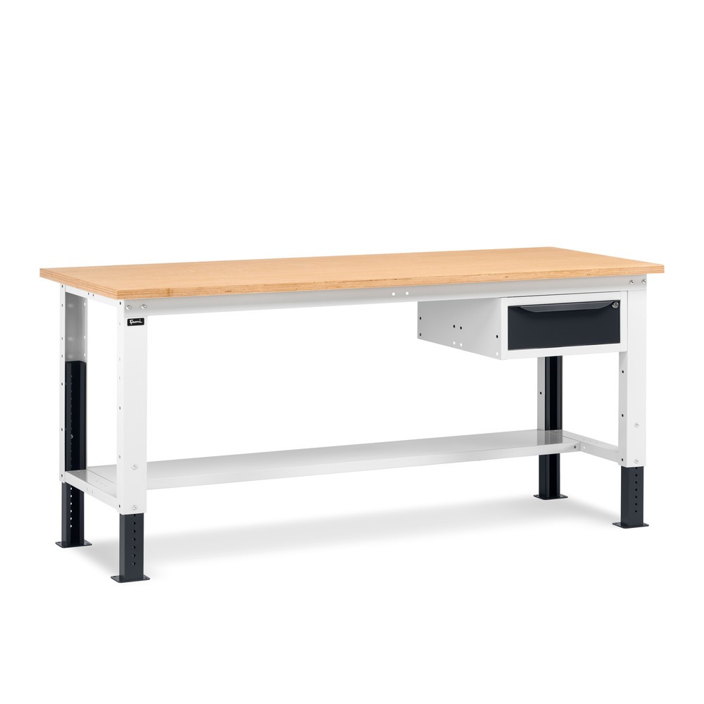 Illustration du produit: Établi Fami, réglable en Hauteur de construction et 1 tiroir, capacité de charge 1 000 kg, HxLxP 740-1,110 x 2 000 x 750 mm, gris clair/RAL 7016 gris anthracite