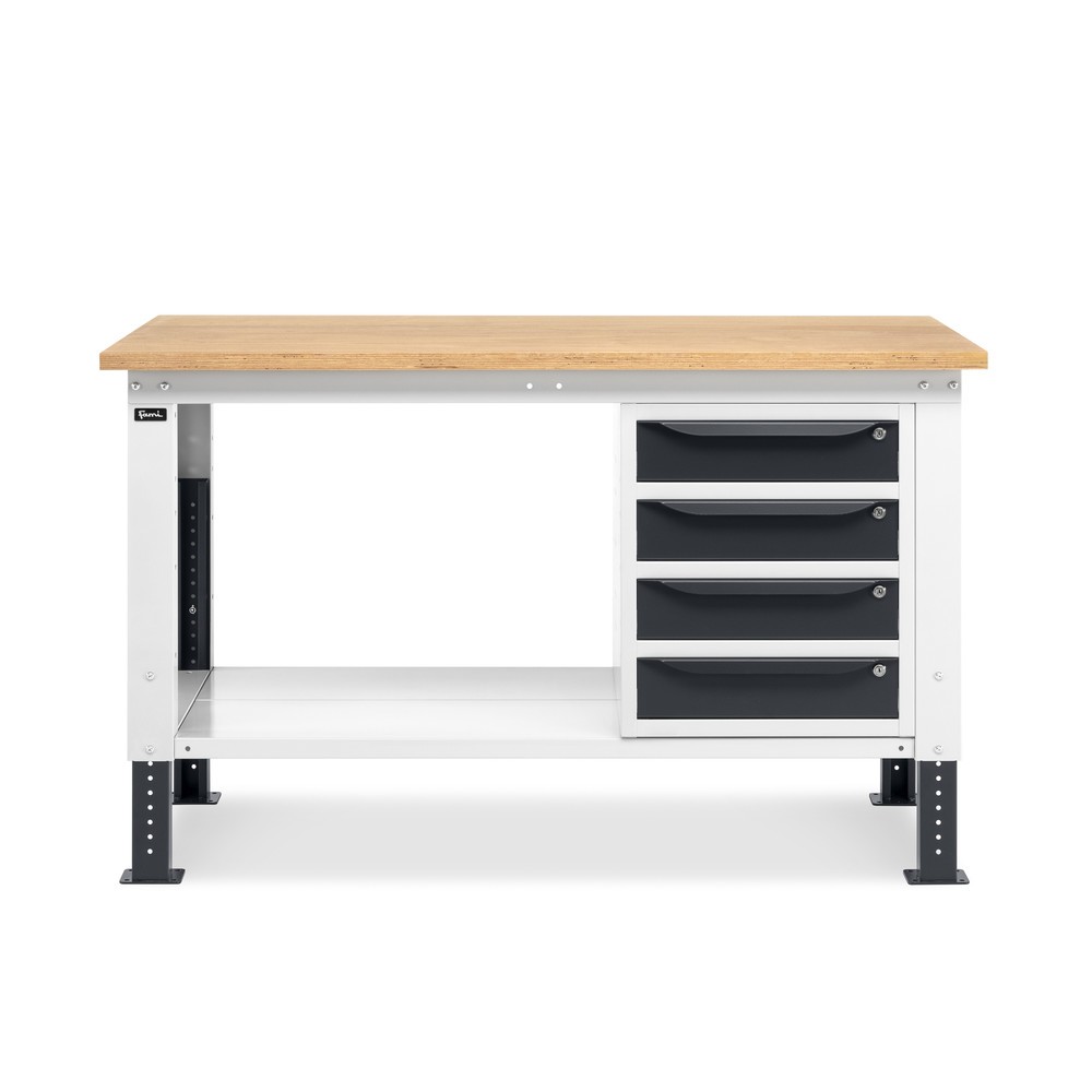 Produktabbildung Nr. 3: Établi Fami, réglable en Hauteur de construction et 4 tiroirs, capacité de charge 1 000 kg, HxLxP 740-1,110 x 1 500 x 750 mm, gris clair/RAL 7016 gris anthracite