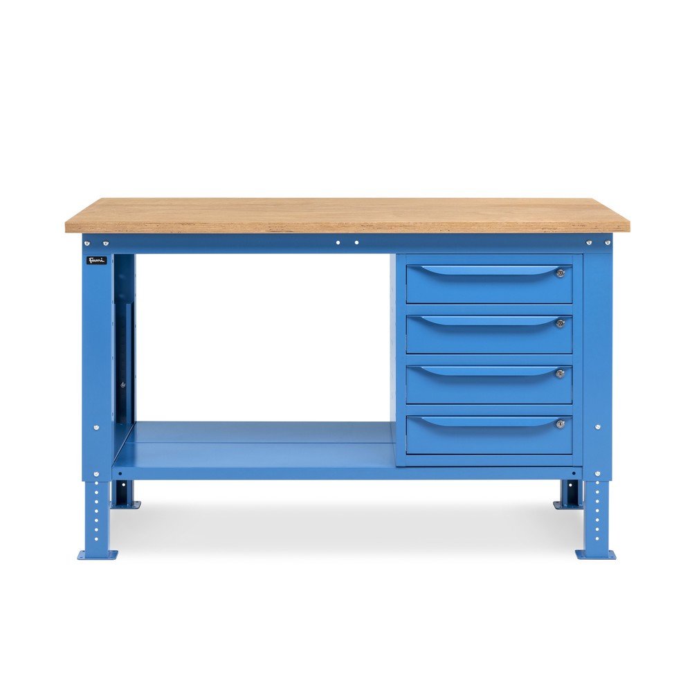 Produktabbildung Nr. 2: Établi Fami, réglable en Hauteur de construction et 4 tiroirs, capacité de charge 1 000 kg, HxLxP 740-1,110 x 1500 x 750 mm, RAL 5012 bleu clair