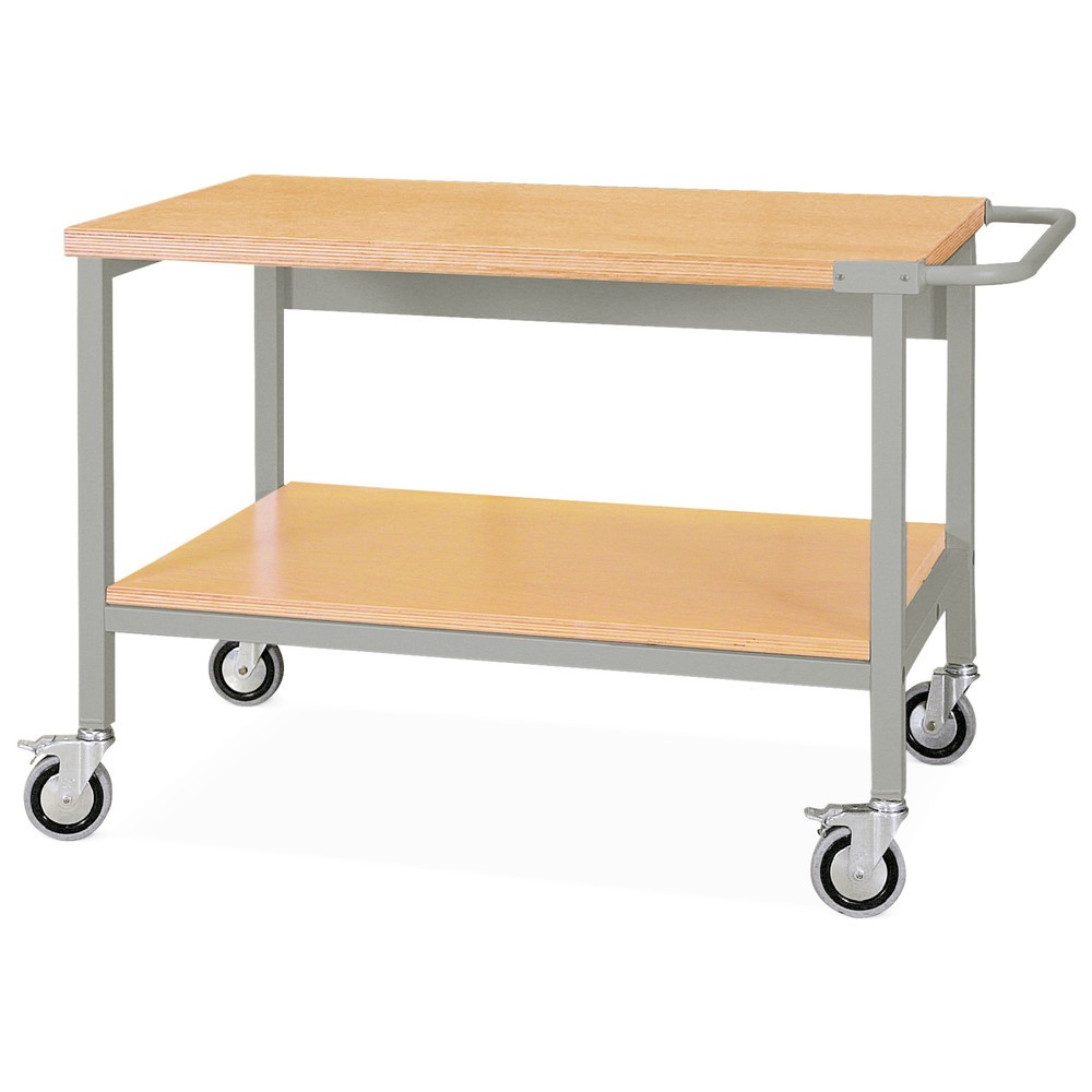 Illustration du produit: Établi mobile avec roulettes, 2 tablettes en bois de 1 500 x 750 mm, capacité de charge 400 kg