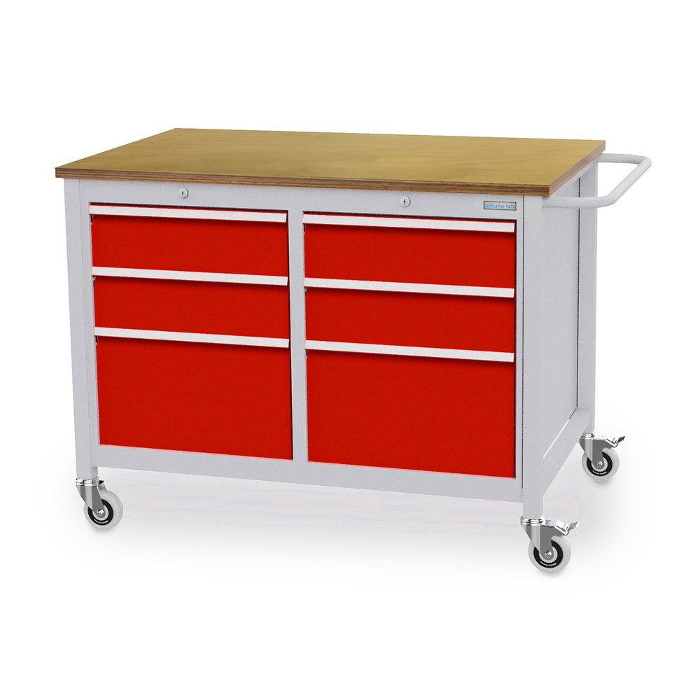 Illustration du produit: Établi mobile Bedrunka+Hirth, 6 tiroirs, rouge signalisation