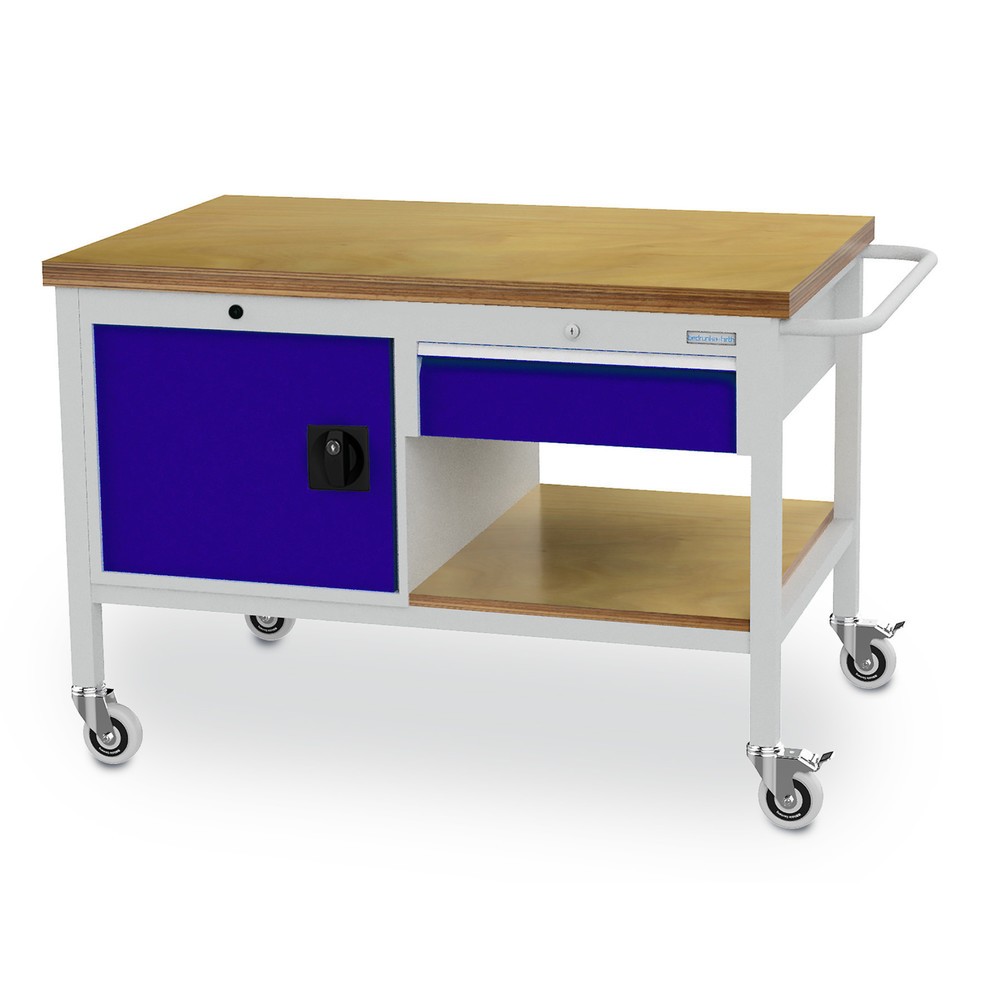 Illustration du produit: Établi mobile Bedrunka+Hirth, armoire, 1 tiroir, bleu gentiane