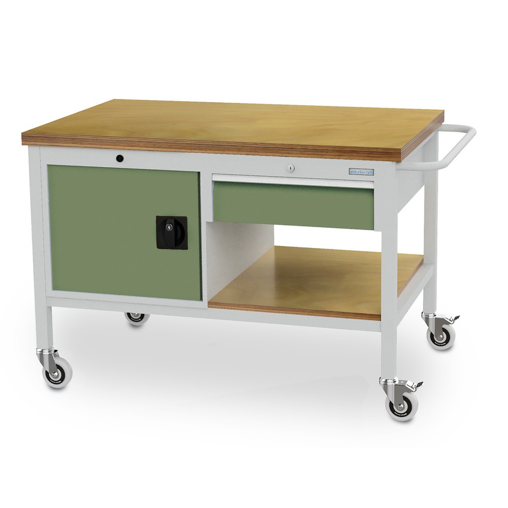 N° de l'image du produit 1 : Établi mobile Bedrunka+Hirth, armoire, 1 tiroir, vert réséda