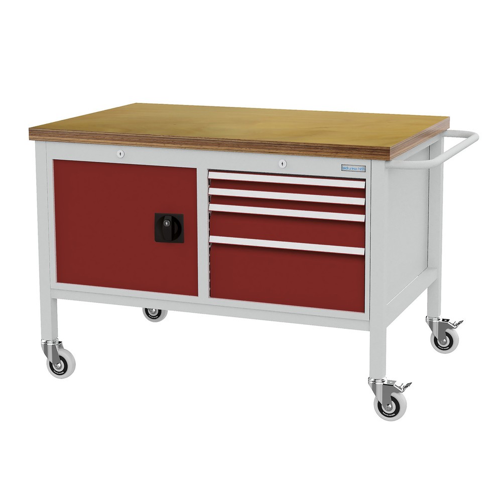 Produktabbildung Nr. 1: Établi mobile Bedrunka+Hirth, armoire, 4 tiroirs à différentes hauteurs, rouge rubis
