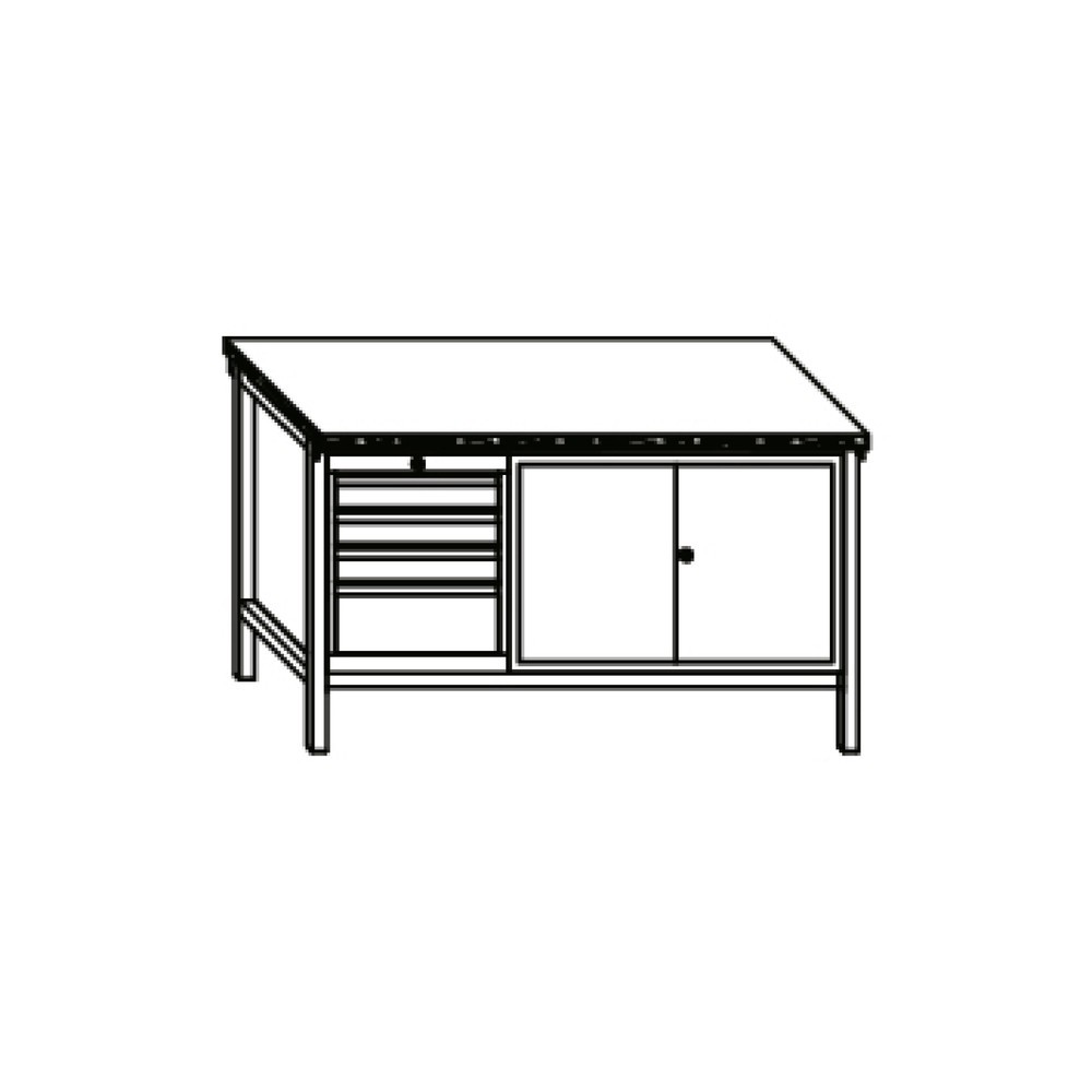 Produktabbildung Nr. 3: Établi PAVOY avec bloc-tiroir + armoire, H x l x P 900 x 1 500 x 700 mm, gris clair, gris anthracite