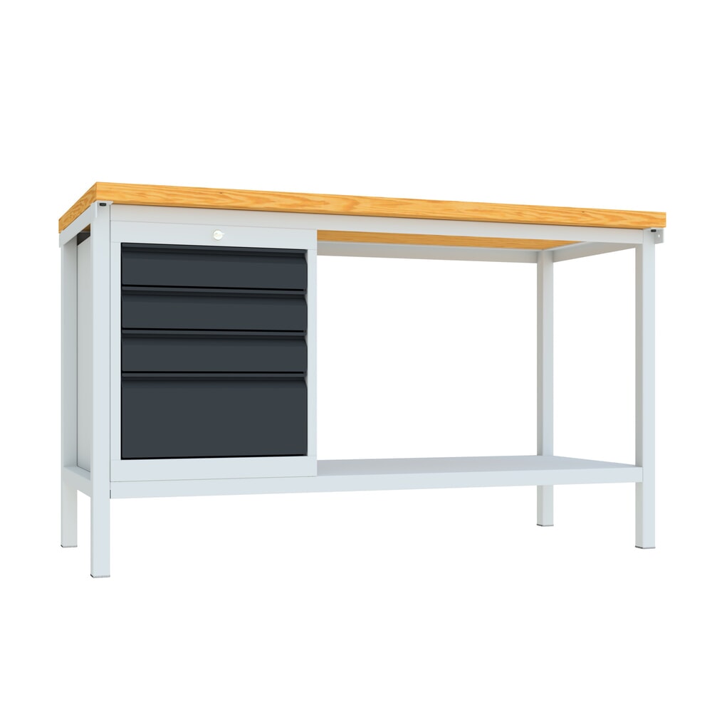 Illustration du produit: Établi PAVOY avec bloc-tiroir, H x l x P 900 x 1 500 x 700 mm, gris clair, gris anthracite