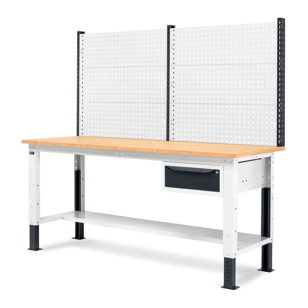 Produktabbildung Nr. 5: Établi Fami, réglable en Hauteur de construction, avec Mur multifonction et 1 tiroir, capacité de charge 1 000 kg, HxLxP 740-1,110 x 2 000 x 750 mm, gris clair RAL 7035 /gris anthracite RAL 7016