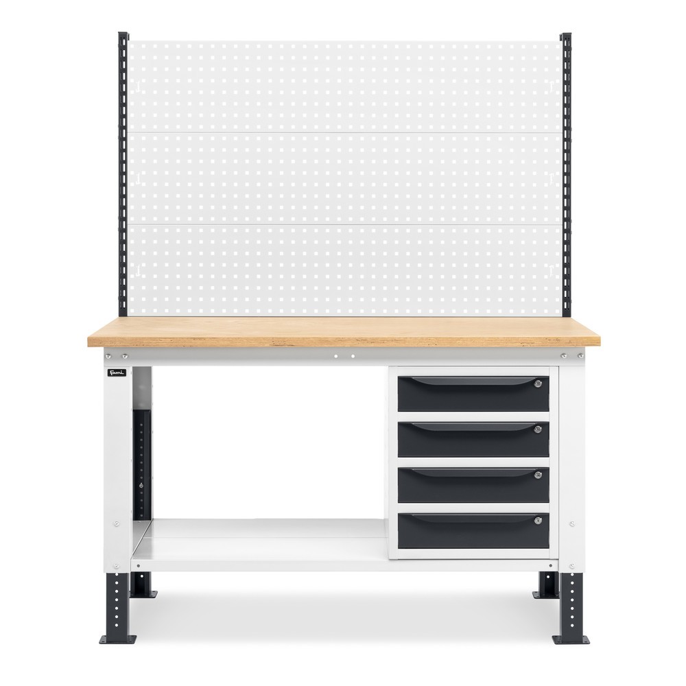 Produktabbildung Nr. 3: Établi Fami, réglable en Hauteur de construction, avec Mur multifonction et 4 tiroirs, capacité de charge 1 000 kg, HxLxP 740-1,110 x 1 500 x 750 mm, gris clair RAL 7035 /gris anthracite RAL 7016