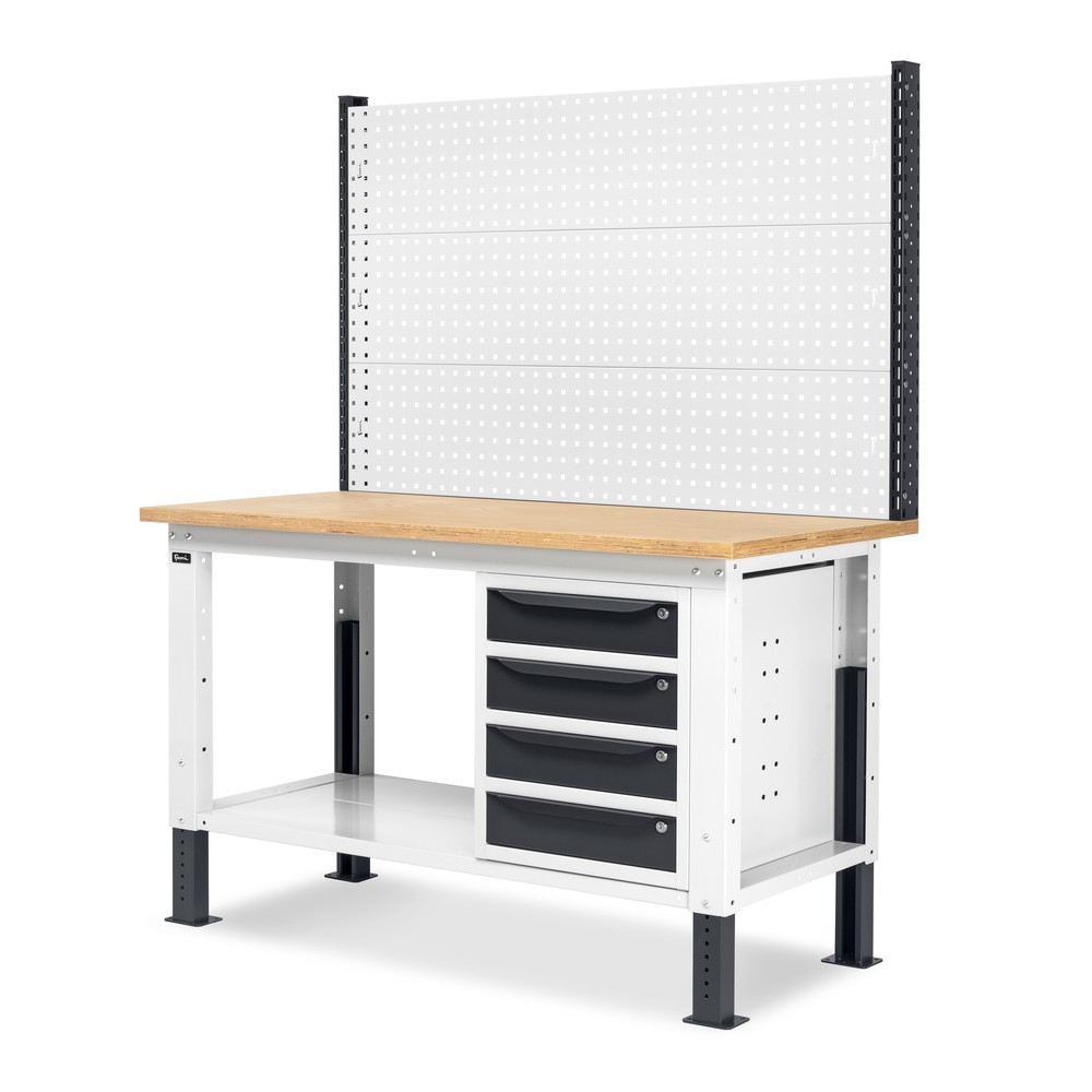 Produktabbildung Nr. 4: Établi Fami, réglable en Hauteur de construction, avec Mur multifonction et 4 tiroirs, capacité de charge 1 000 kg, HxLxP 740-1,110 x 1 500 x 750 mm, gris clair RAL 7035 /gris anthracite RAL 7016