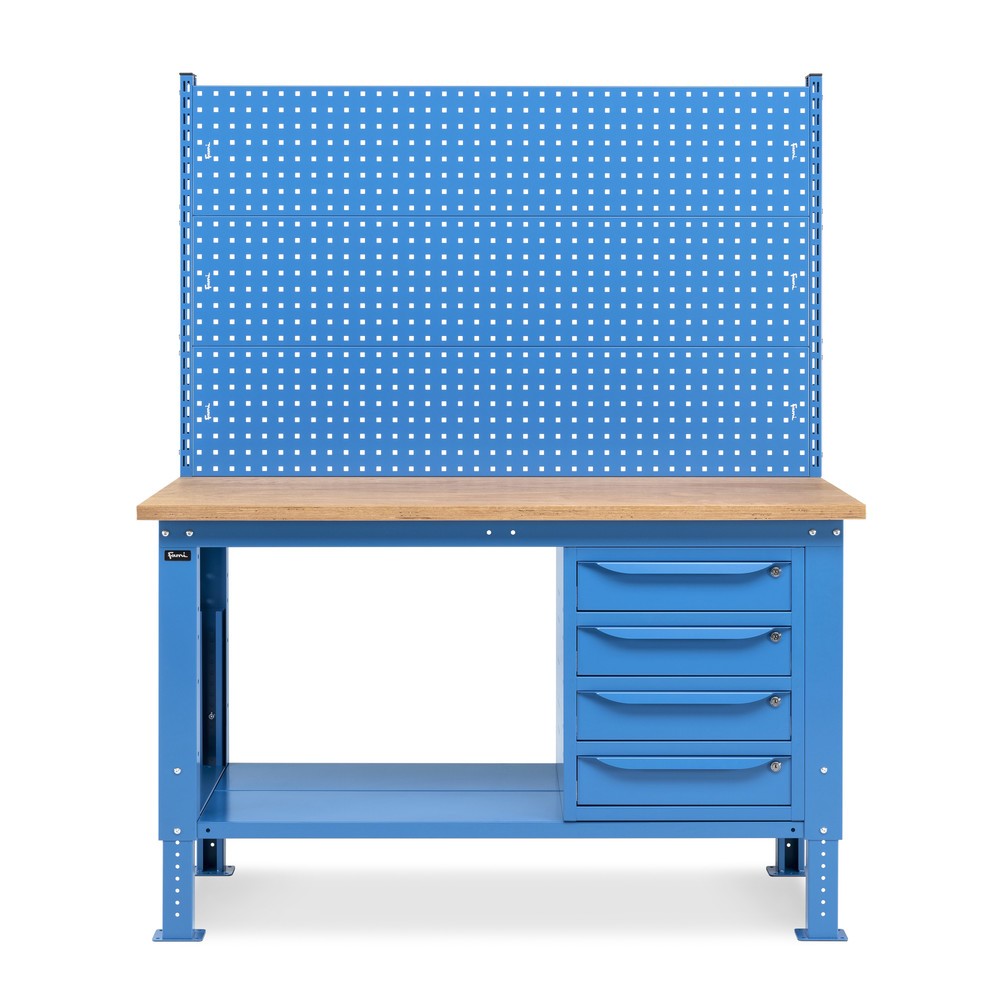 Produktabbildung Nr. 3: Établi Fami, réglable en Hauteur de construction, avec Mur multifonction et 4 tiroirs, capacité de charge 1 000 kg, HxLxP 740-1,110 x 1500 x 750 mm, RAL 5012 bleu clair