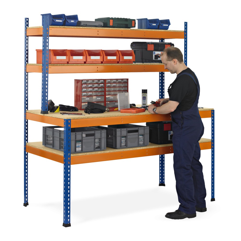 Illustration du produit: Établi SCHULTE avec structure, charge par tablette 320 kg, HxlxP 1 981 / 990 x 2 450 x 763/316 mm