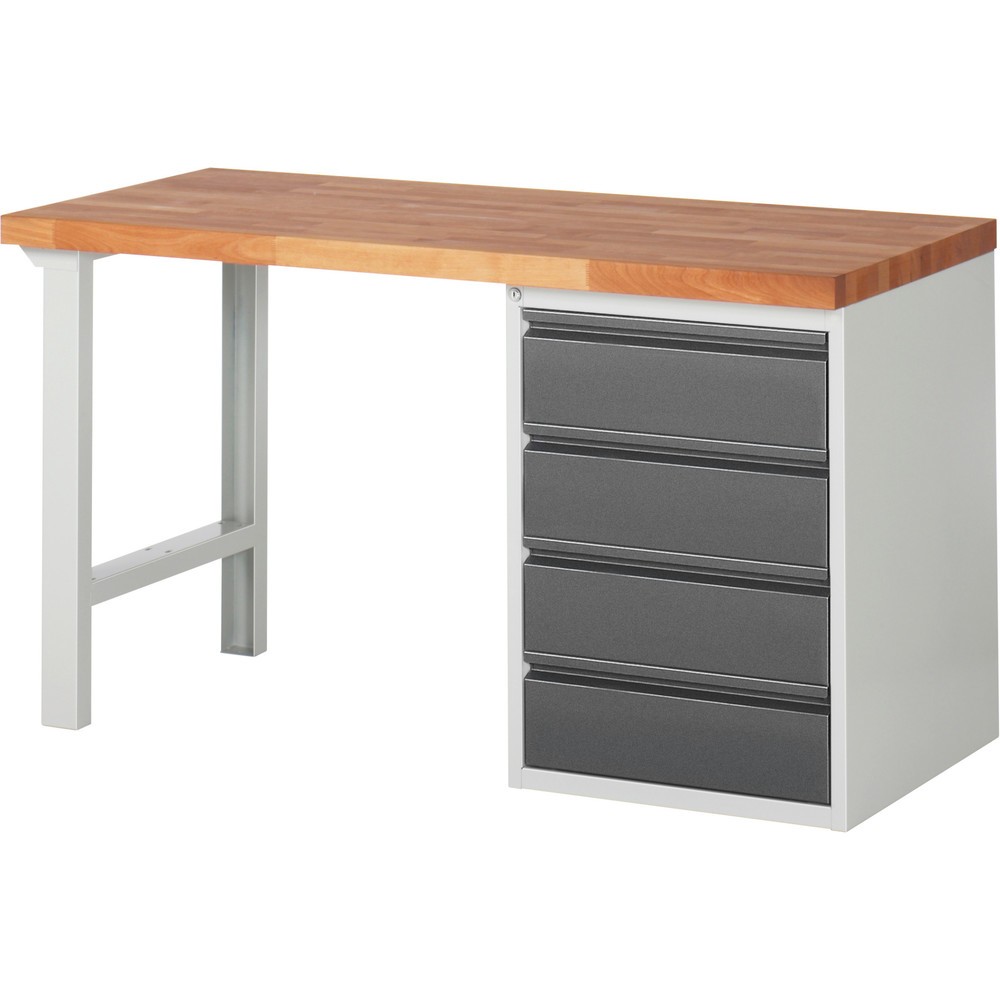 Illustration du produit: Établi Steinbock®, avec 4 tiroirs, H x l x P 840 x 1 500 x 700 mm, RAL 7035/7016