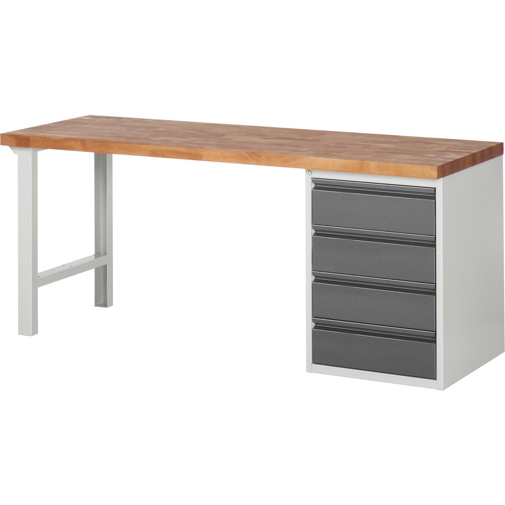 Illustration du produit: Établi Steinbock®, avec 4 tiroirs, H x l x P 840 x 2 000 x 700 mm, RAL 7035/7016