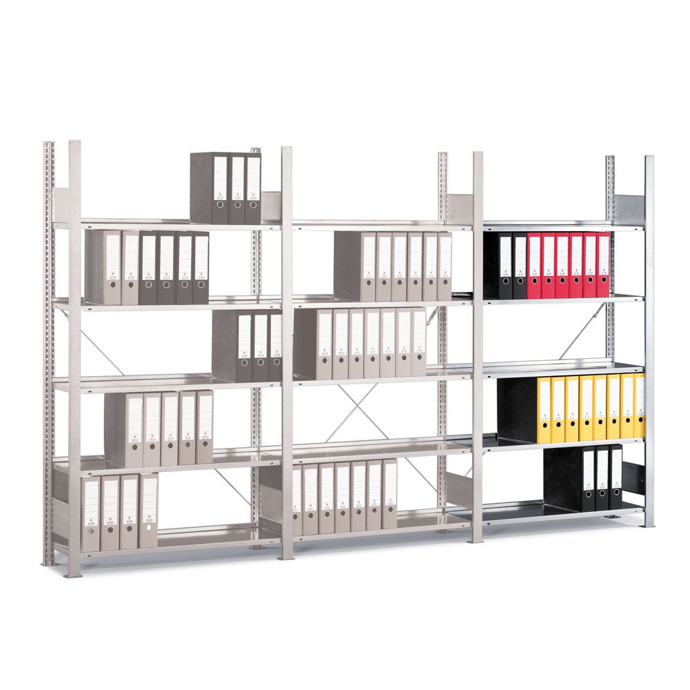 Illustration du produit: Étagère à dossiers META TA, unilatéral, sans étagère supérieure FL 80 kg, gris clair, H x l x P 1 850 x 1 000 x 300 mm