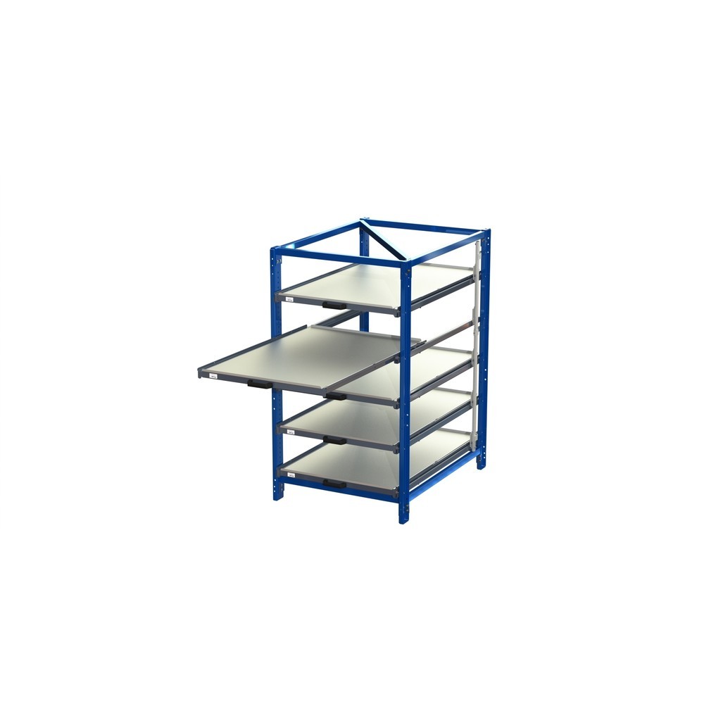 Produktabbildung Nr. 1: Étagère coulissante compacte à 5 tiroirs, charge par tablette 150 kg, hauteur 1 700 mm