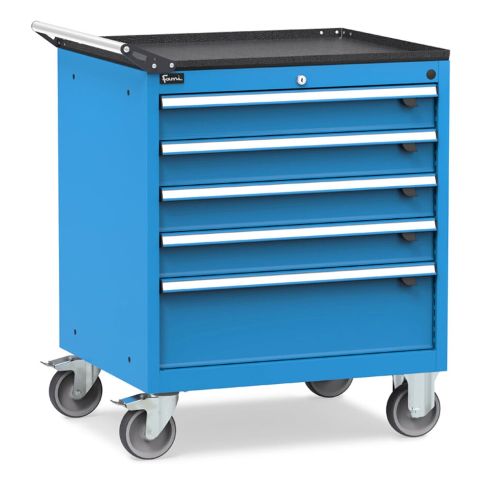 Produktabbildung Nr. 2: Fami FLEXA Armoire mobile à tiroirs, 5 tiroirs, HxlxP 853 x 794 x 600 mm, bleu clair