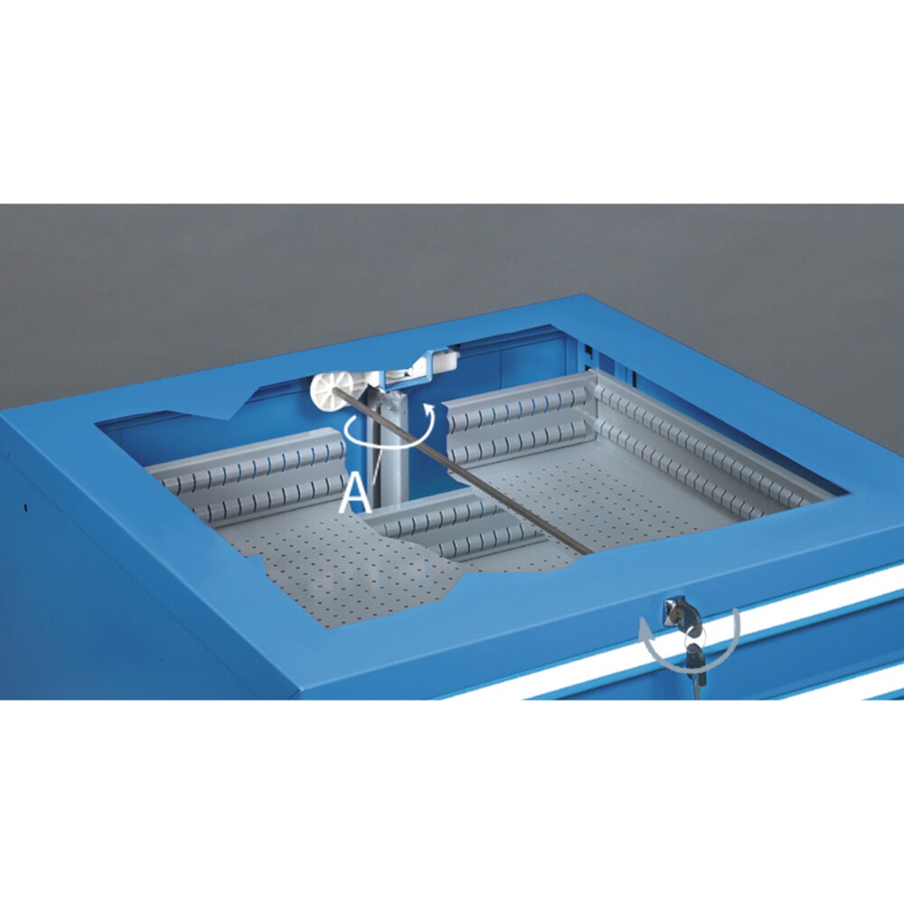 Produktabbildung Nr. 3: Fami Schubladenschrank Flexa Key Comfort, Schubladen 9x100 mm, HxBxT 1.000 x 1.023 x 600 mm, RAL 5012 lichtblau