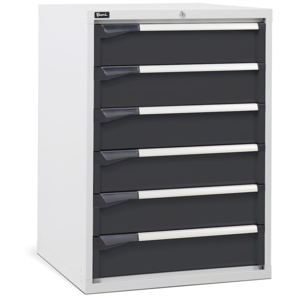 N° de l'image du produit 2 : Fami MASTER Armoire à tiroirs, 6 tiroirs, HxlxP 1 000 x 714 x 726 mm, gris clair, anthracite
