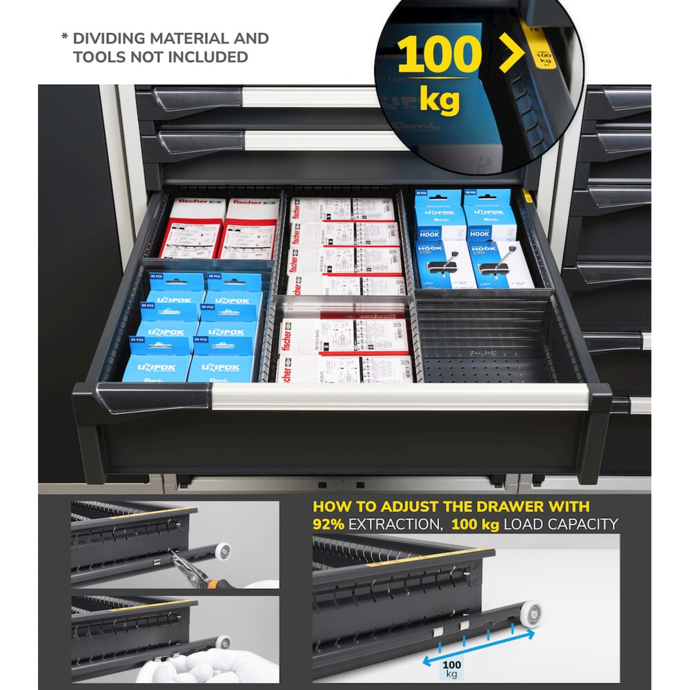 Produktabbildung Nr. 3: Fami MASTER Armoire à tiroirs, 6 tiroirs, HxlxP 1 000 x 714 x 726 mm, bleu clair