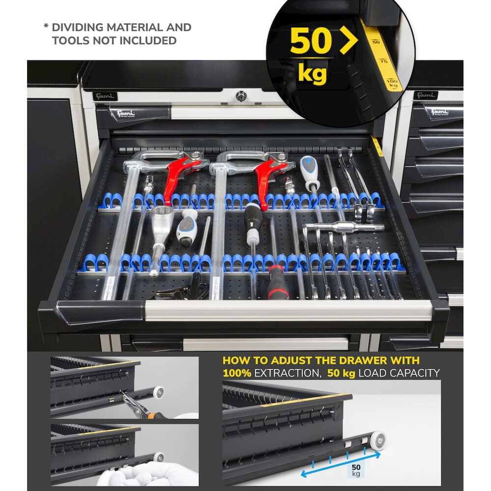 Produktabbildung Nr. 8: Fami MASTER Schubladenschrank, 6 Schubladen, HxBxT 1.000 x 714 x 726 mm, lichtblau
