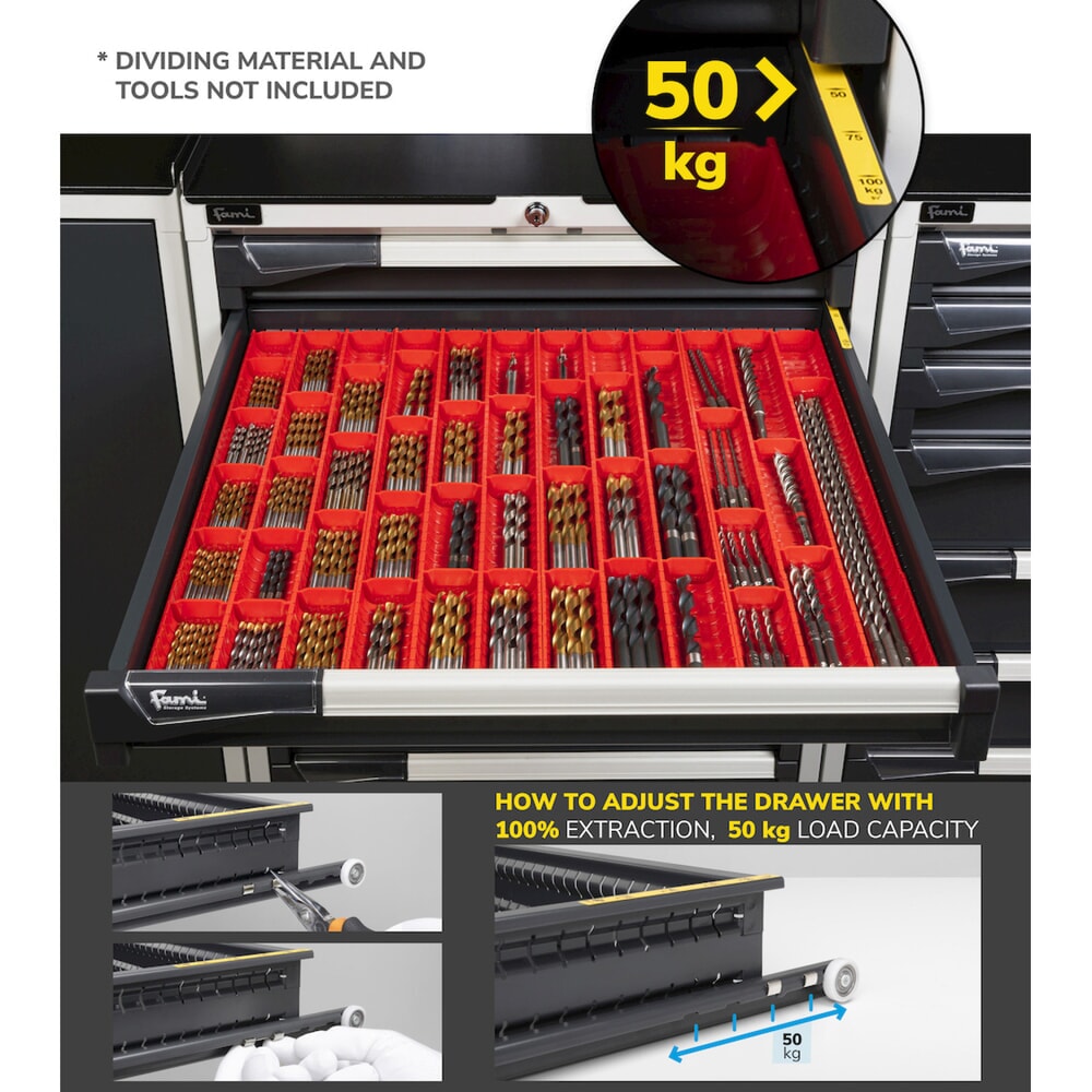 Produktabbildung Nr. 9: Fami MASTER Schubladenschrank, 6 Schubladen, HxBxT 1.000 x 714 x 726 mm, lichtblau