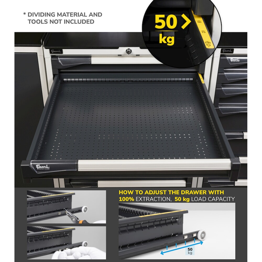 Produktabbildung Nr. 10: Fami MASTER Schubladenschrank, 6 Schubladen, HxBxT 1.000 x 714 x 726 mm, lichtblau