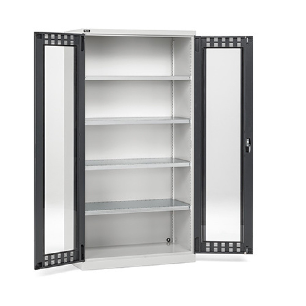 Produktabbildung Nr. 1: Fami PERFOM Armoire à portes battantes avec 4 tablettes et portes transparentes, HxlxP 2 000 x 1 023 x 726 mm, gris clair, anthracite