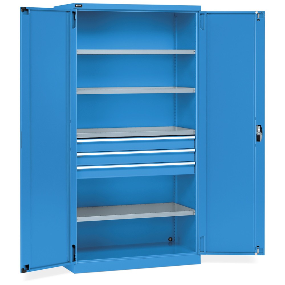 Produktabbildung Nr. 1: Fami PERFOM Armoire à portes battantes, 3 tiroirs, 4 tablettes, HxlxP 2 000 x 1 023 x 726 mm, bleu clair