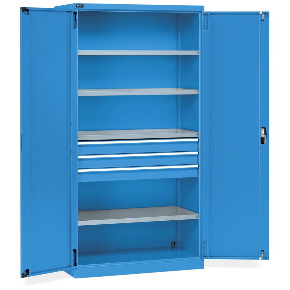 Produktabbildung Nr. 3: Fami PERFOM Armoire à portes battantes, 3 tiroirs, 4 tablettes, HxlxP 2 000 x 1 023 x 726 mm, bleu clair