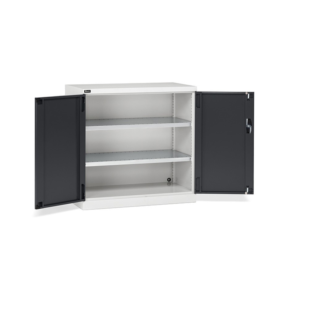 Produktabbildung: Fami PERFOM Flügeltürschrank, 2 Fachböden, HxBxT 1.000 x 1.023 x 555 mm, lichtgrau, anthrazit