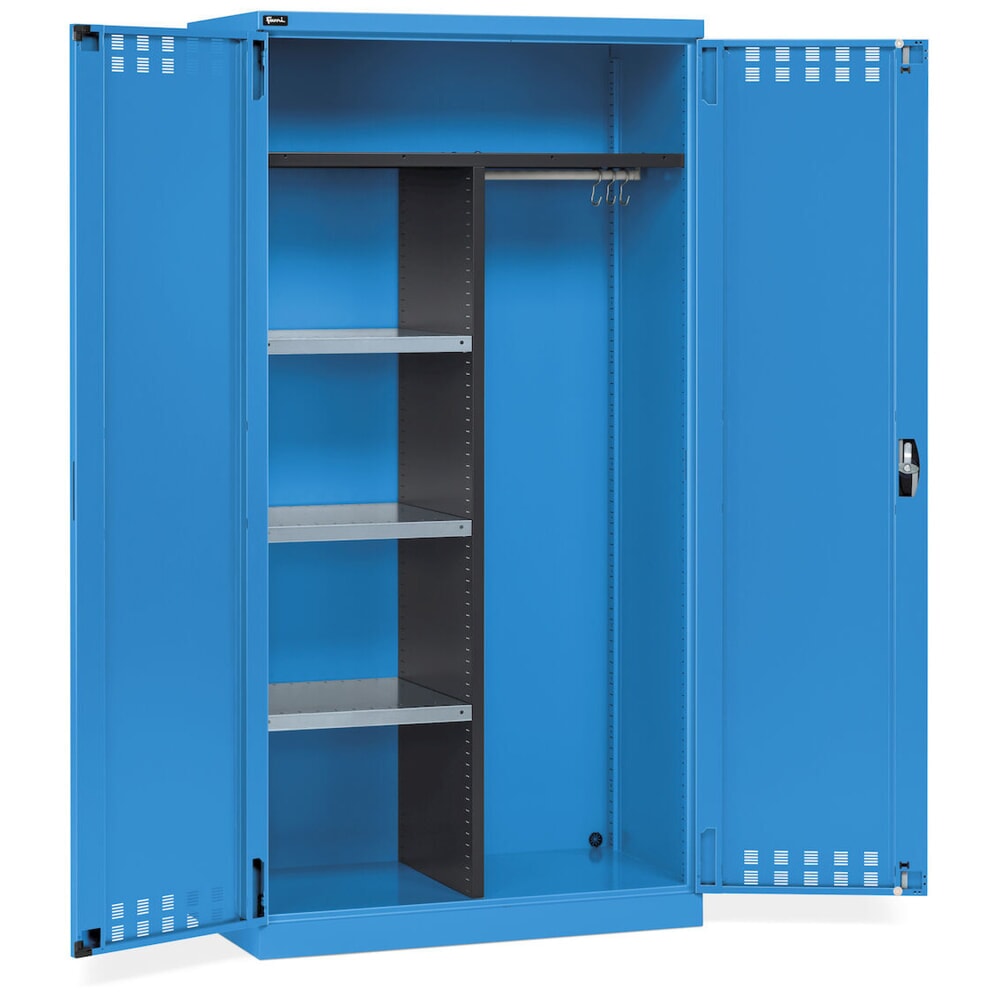 Produktabbildung Nr. 3: Fami PERFOM Mehrzweckschrank, Kleiderstange, 3 Fachböden, HxBxT 2.000 x 1.023 x 726 mm, lichtblau